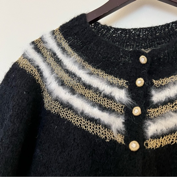 Hand Knit Mohair Blend Button Up Cardigan - Picture 3 of 4